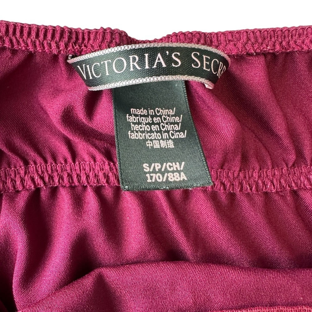 VICTORIA'S SECRET LACE SILK SATIN BABYDOLL CAMI TOP LINGERIE  WOMENS S MAROON - Picture 14 of 16